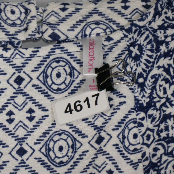 Xhilaration Knit Dress Womens Large Blue White Cut Out Back Stretch Blend - Picture 9 of 9